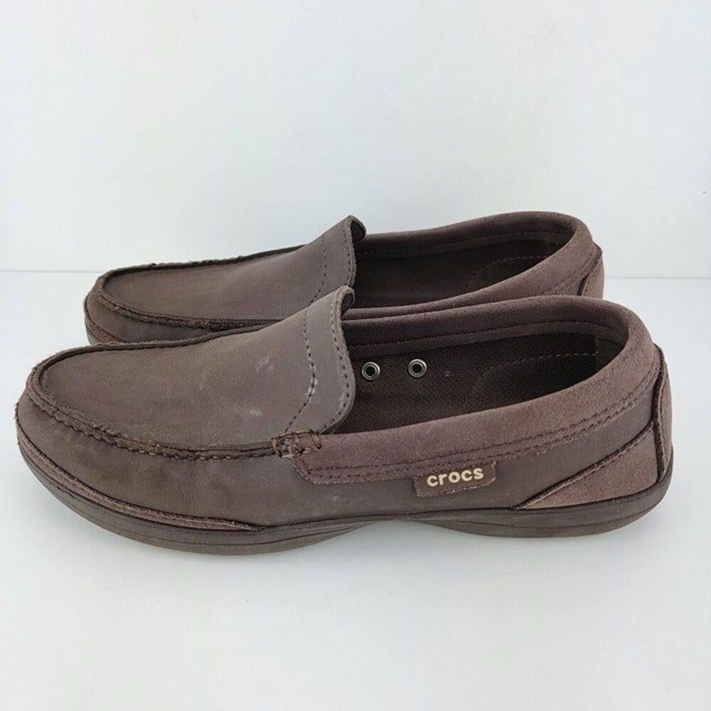 Crocs Mens Size 7 Wrap Colorlite Brown Slip On Loafers Shoes 15944